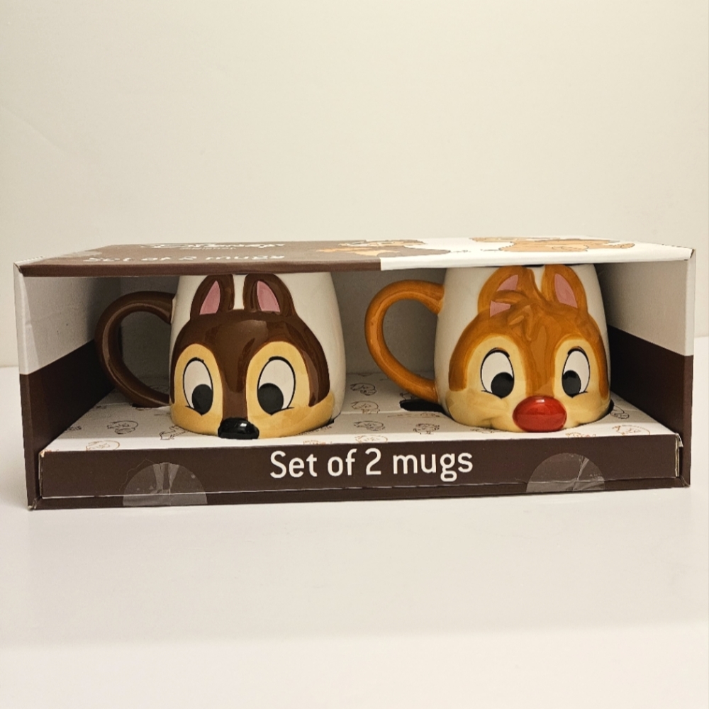 Chip & Dale SET of 2 Mugs NEW Disney